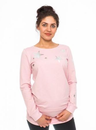 Be MaaMaa Těhotenské triko, mikina Star - sv. růžové, vel. M, M (38)