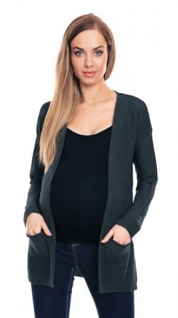 Be MaaMaa Těhotenský svetřík, kardigan s kapsami - grafitový, XS/S