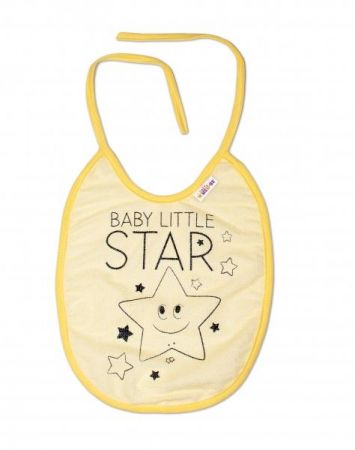 Nepromokavý bryndáček Baby Nellys velký Baby Little Star, 24 x 23 cm - žlutá