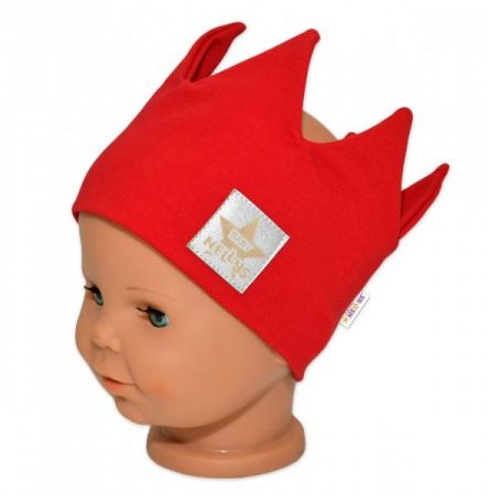 Baby Nellys Hand Made Bavlněná čelenka - dvouvrstvá, Korunka - červená, 80/98, 80-98 (9-36m)