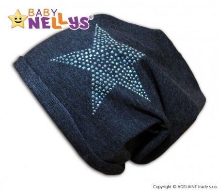 Bavlněná čepička Baby Nellys ® - Hvězdička modrá, 80-98 (9-36m)