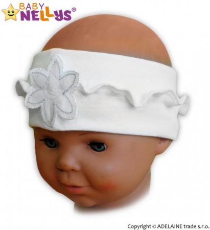 Čelenka Baby Nellys ® s květinkou a volánkem - bílá, 80/92, 80-92 (12-24m)