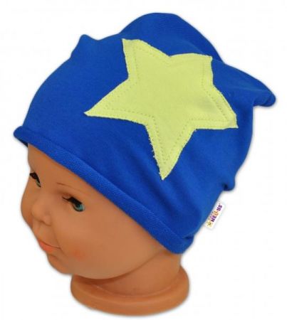 Bavlněná čepička Stars Baby Nellys ® - tm. modrá, vel. 104/116, 104-116 (4-6r)
