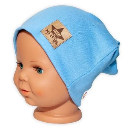 Baby Nellys Hand Made Dětská funkční čepice s dvojitým lemem - sv. modrá, 98 (2-3r)