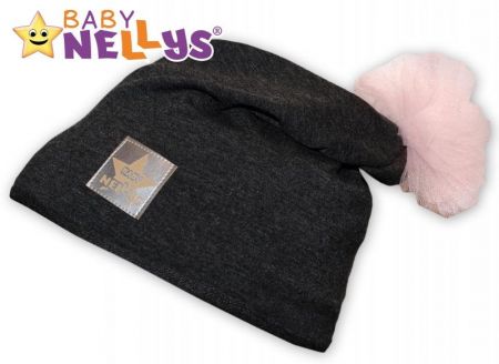 Bavlněná čepička Tutu květinka Baby Nellys ® - grafit, 48-52, 104 (3-4r)