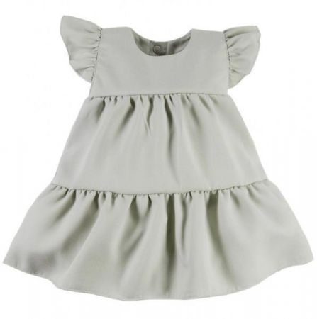 EEVI Dívčí šaty s volánky Nature - khaki, vel. 86, 86 (12-18m)