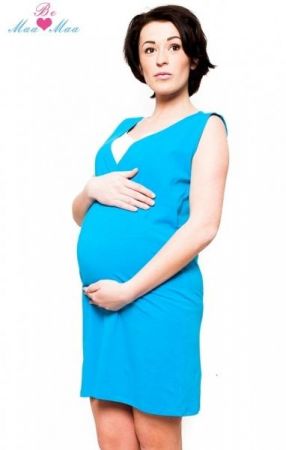 Be MaaMaa Těhotenská, kojící noční košile Iris - modrá, vel. L/XL, L/XL