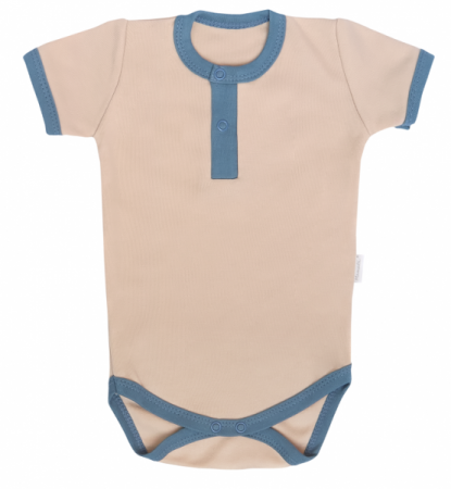 Mamatti Bavlněné body polo kr. rukáv, Dinosaurus- krémové, vel. 86, 86 (12-18m)