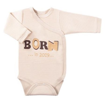 EEVI Kojenecké body dl. rukáv, zapínání bokem Happy Baby - béžové, vel. 56, 56 (1-2m)