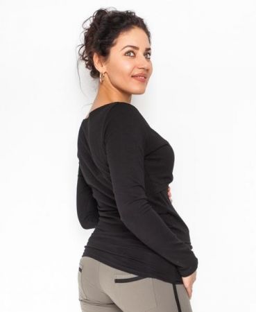 Be MaaMaa Těhotenské, kojící triko/halenka dlouhý rukáv Siena - černé, vel. XL, XL (42)