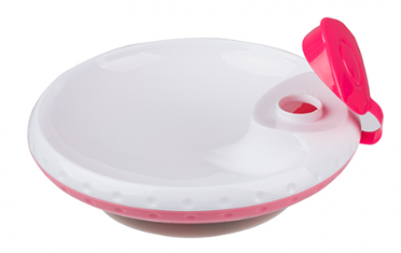 BABY ONO BabyOno Ohřívací talířek s přísavkou - růžová