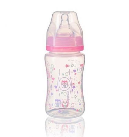 BABY ONO BabyOno Antikoliková lahev se širokým hrdlem, 240 ml - růžová