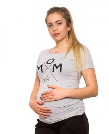 Be MaaMaa Těhotenské triko Mom Life - šedá, vel. S, S (36)