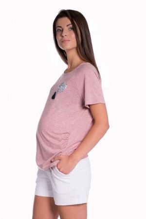 Be MaaMaa Těhotenské,bavlněné kraťasy s odpáratelným pásem - bílé, vel. XL, XL (42)