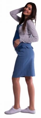Be MaaMaa Těhotenské šaty/sukně s láclem - modré, S (36)