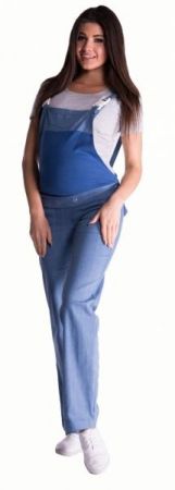 Be MaaMaa Těhotenské kalhoty s láclem - světlý jeans, L (40)