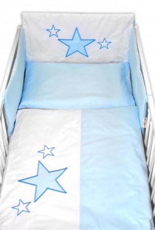 Baby Nellys Mantinel s povlečením Baby Stars - modrý, 120x90