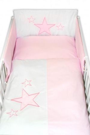 Baby Nellys Mantinel s povlečením Baby Stars - růžový, 120x90