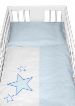 Baby Nellys Povlečení do postýlky Baby Stars - modré, vel. 135x100 cm, 135x100