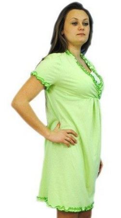 Be MaaMaa Těhotenská, kojící noční košile s volánkem - sv. zelená, vel. L/XL, L/XL
