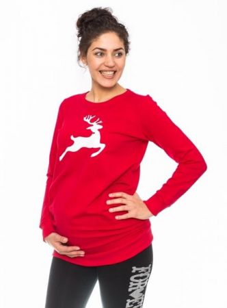 Be MaaMaa Těhotenské triko, mikina Renifer - červené, vel. XL, XL (42)