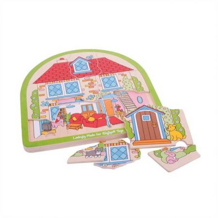 Bigjigs Toys Dřevěné vícevrstvé puzzle Dům