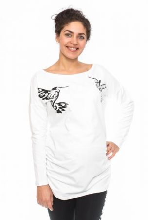 Be MaaMaa Těhotenské triko, mikina Kolibri - bílé, vel. XL, XL (42)
