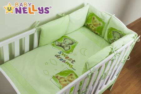 Baby Nellys Povlečení s polštářkovým mantinelem Sweet Dreams by TEDDY - zelený, 120x90