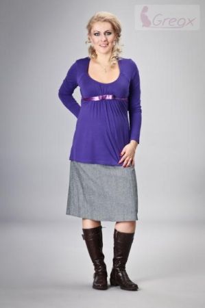 Nellys Gregx Těhotenská sukně ELVIA - šedá s odstínem stříbr. nitky, XL (42)