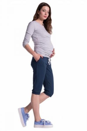 Be MaaMaa Moderní těhotenské 3/4 kalhoty s kapsami - navy, vel. S, S (36)