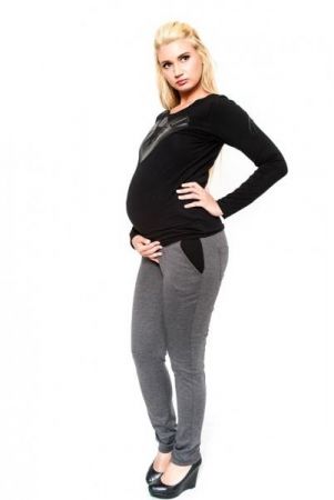 Těhotenské kalhoty Be MaaMaa - NINA šedá, XS (32-34)