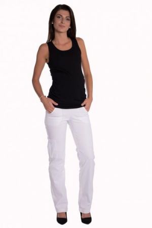 Be MaaMaa Bavlněné, těhotenské kalhoty s kapsami - bílé, vel. XL, XL (42)