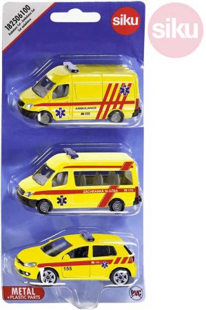 SIKU Auta žlutá Ambulance ČR set 3ks model kov blister 1825