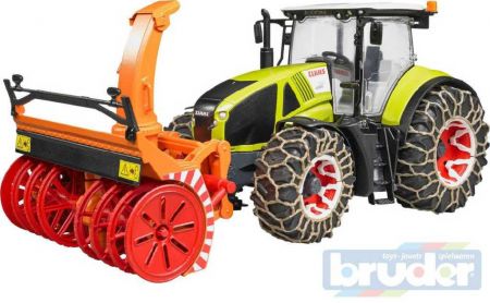 BRUDER 03017 Traktor Claas Axion 950 set se sněžnou frézou a řetězy 1:16 plast