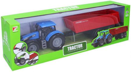 _Ostatní 1_ Traktor na setrvačník set s vlečkou 42cm v krabici plast