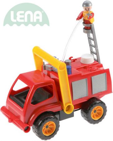 LENA Auto hasičské plastové 29cm aktivní hasiči stříkací vodu set s panáčkem 415