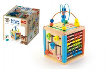 Trefl Kostka edukační dřevěná Wooden Toys v krabici 21x21x21cm 2+