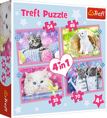 TREFL - Puzzle 4v1 - Zábavné kočky