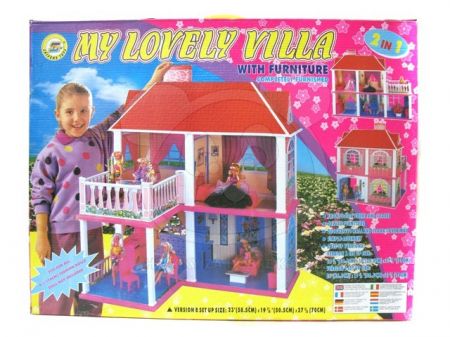 Doris Domeček pro panenky s 5 pokoji a terasou