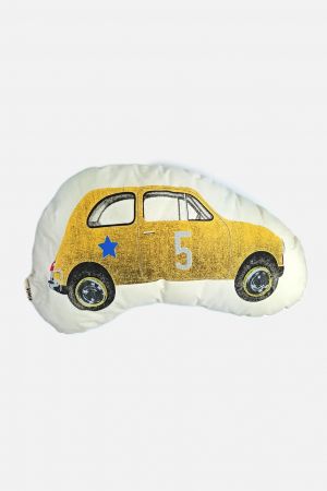 Dětský tvarovaný polštářek autíčko,žlutá, 36 x 20 cm