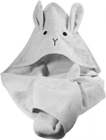 Dětská osuška s kapucí Rabbit  75x75 cm šedá
