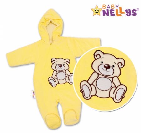 BABY NELLYS Zimní kombinézka/overálek Teddy Bear - krémová, žlutá Velikost: 68 (3-6m)