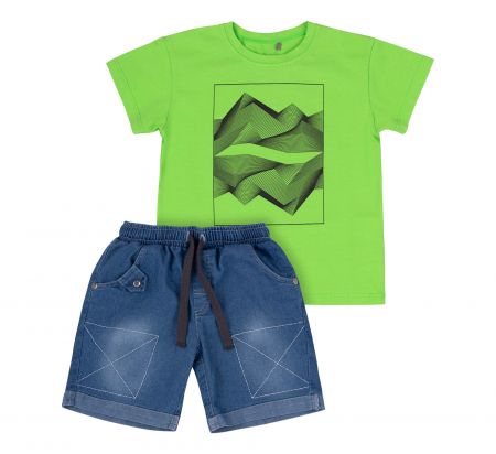 2-dílná souprava - tričko a kraťásky Bembi Green Mountains zelená Velikost: 98 (2-3r)