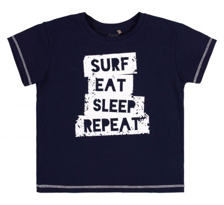 Kojenecké tričko s krátkým rukávem Bembi Surf, Eat, Sleep, Repeat černé Velikost: 92 (18-24m)