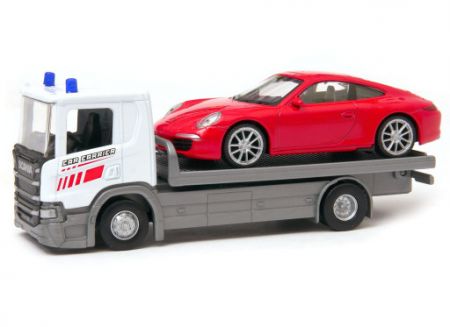 Welly Scania P320 (white) a Porsche 911 (red) 1:57/43 