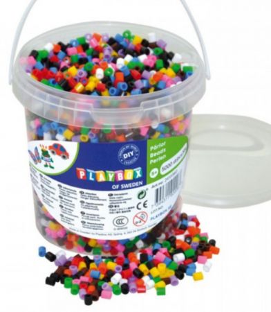 Playbox zažehlovací korálky základní barvy v kýblíku, 5 000ks