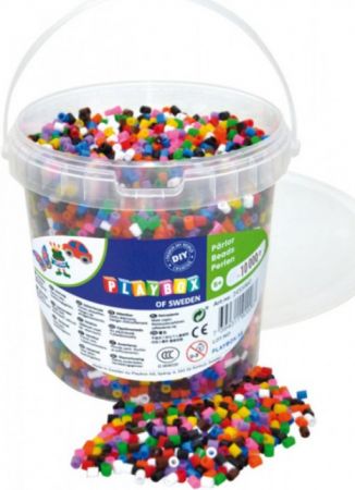 Playbox zažehlovací korálky základní barvy v kýblíku, 10 000ks