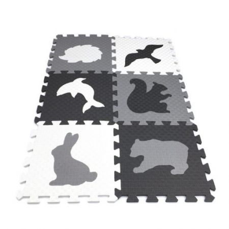 Pěnový koberec MAXI EVA Zvířata IV., bílo-černo-šedý