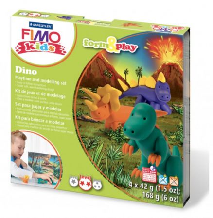 FIMO sada kids Form & Play Dinosauři, 4x42g