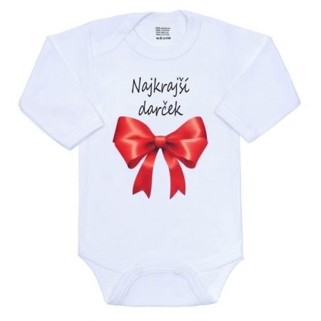 Body s potiskem New Baby Najkrajší darček Červená 68 (4-6m)